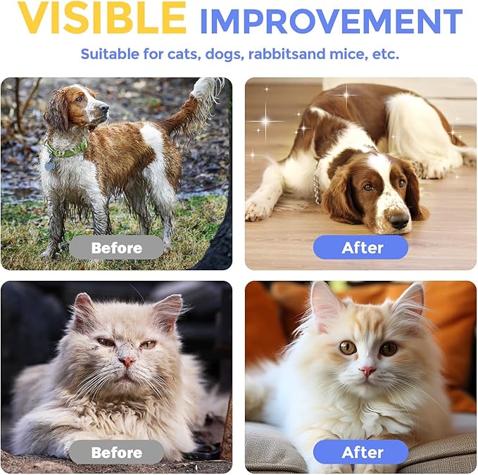 Pet Cleaning Glove Wipes for Dogs & Cats, Hypoallergenic Deodorizing Disposable No-Rinse Grooming Wipes, Extra Thick Bathing Wipes,Perfect for Pet Dry Cleaning,Daily Care and Travel,48 pcs