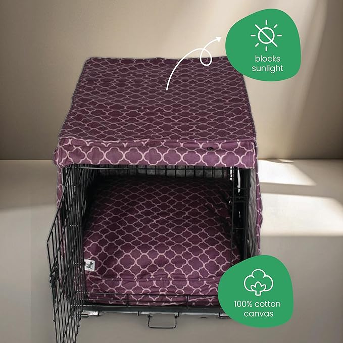 Molly Mutt Royals Dog Crate Cover, 100% Cotton Canvas Cover with 2 Roll-Up Panels, Ideal for Dog or Cat Crate, Durable, Washable, and Free of Harmful Chemicals, 24" x 18" x 21"