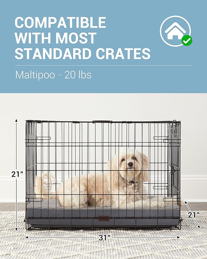 OhGeni 30 Inch Orthopedic Waterproof & Machine Washable Dog Bed with Egg Crate Foam Support, Non-Slip Bottom and Removable Pet Bed Cover for Extra Large, Large, Medium, Small Dogs (Gray)