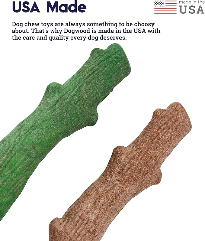 Petstages Dogwood Wood Durable Dog Chew Toys, Real Wood & Mint, 2-Pack, Large