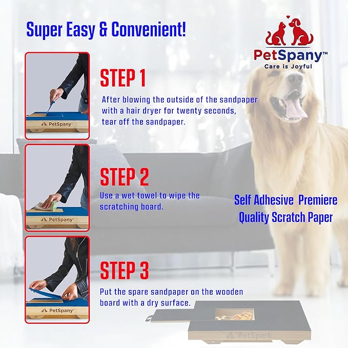 4 PCS Premier Self-Adhesive Sandpaper14.55x10.39 inch, 80 Grit – Dog Nail Scratch Pad Replacement Paper –Sandpaper for Dog Nail Scratch Board with Treat Box (Blue)