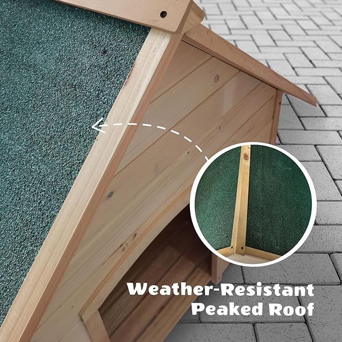 Critter Sitters Indoor or Outdoor 41'' Pet House, Weather-Resistant Dog House for Pets up to 44 Pounds, Waterproof Outdoor Dog House for Cats, Dogs, or Rabbits, Fir Wood Cat Houses for Outdoor Cats