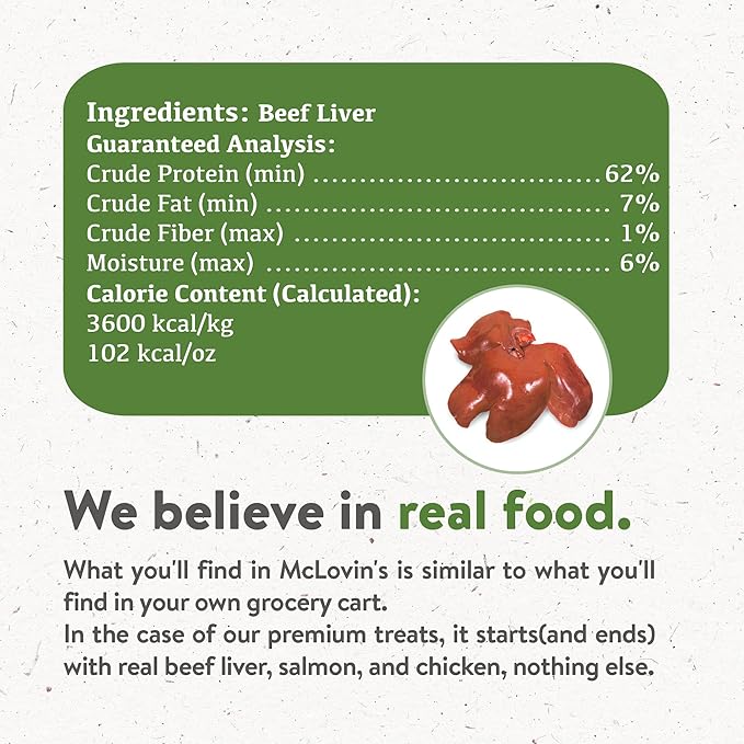 McLovin's Pet Freeze Dried Raw Beef Liver Dog Treats and Toppers, 14 oz. - Single Ingredient, Grain-Free, Gluten-Free, High-Protein Treat – Healthy Dog Training Treats