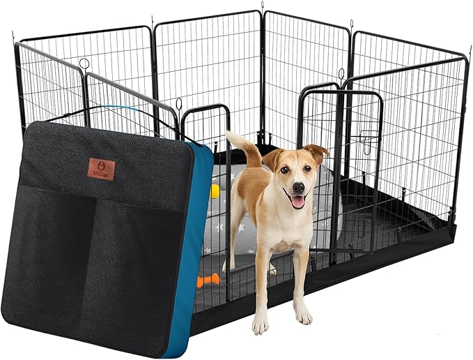PJYuCien Dog Playpen Plus Storage Bag，24" H 8 Panels Puppy Pen with Square Bottom,Heavy Duty Dog Fence for Puppies/Small Dogs