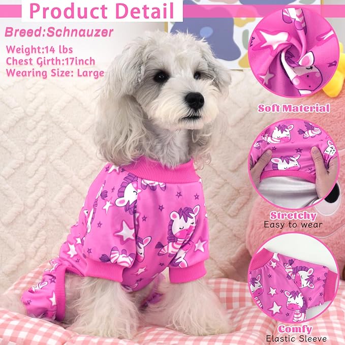 XPUDAC 4 Pieces Dog Pajamas for Small Dogs Pjs Clothes Puppy Onesies Outfits for Doggie Christmas Shirts Sleeper for Pet