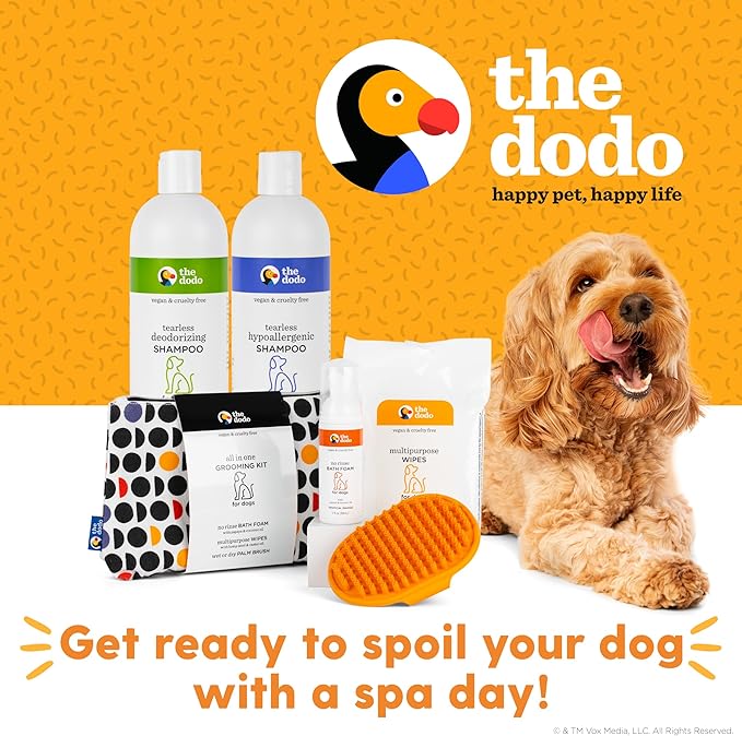 The Dodo No Rinse Bath Foam for Dogs, Tropical Mango with Papaya and Coconut Oil, 8 fl oz; Waterless Dog Grooming Option; Vegan, Cruelty-Free, No DEA, MEA, SLS or Parabens