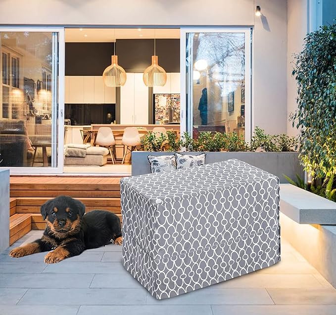 Dog Crate Cover for Wire Crates, Fits Most 48" inch Dog Crates. Easy to Put On, Take Off, and Adjust - Cover only-Gray -48 Inch