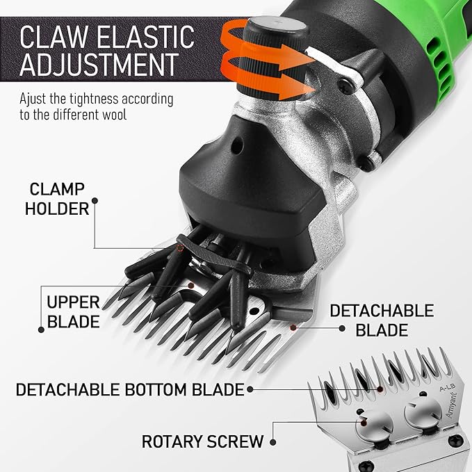 Sheep Shears, 550W Professional Electric Sheep Shears for Dog with Thick Hair, Sheep Clippers Equine Goat Pony Cattle and Large Thick Coat Animals, 6 Speeds Heavy-Duty Farm Haircut Trimmer