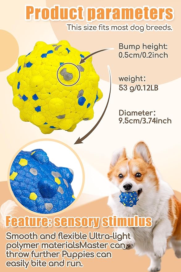 New 3.7'' Dog Balls for Aggressive Chewers, Indestructible Tennis Balls for Dogs, Durable Bouncy Dog Toy Balls, Interactive Dog Toys for Fetch Game, Lightweight Floating Balls (Yellow Large)