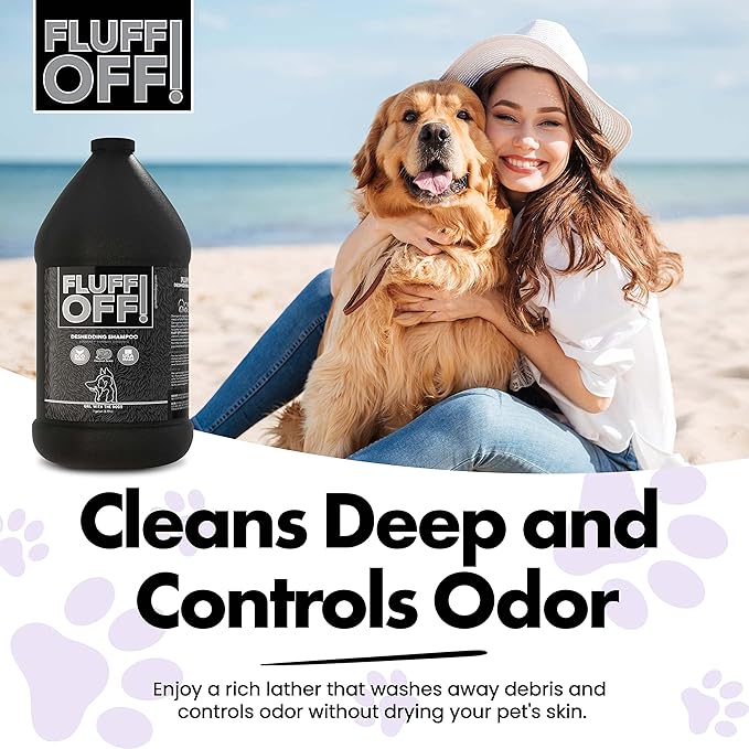 Fluff Off! by Girl With The Dogs, Natural Deshedding Dog & Cat Shampoo and Conditioner, 1 Gal Bundle