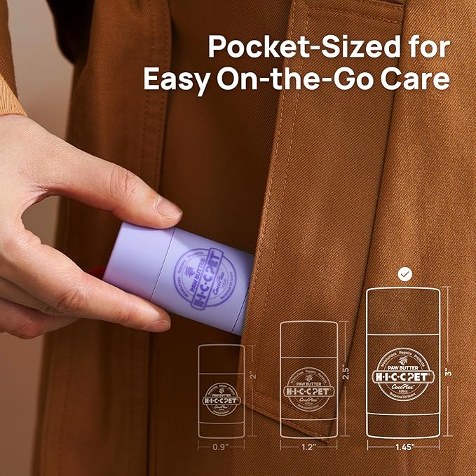 HICC PET Dog Paw Balm 1.06 oz for Dogs & Cats, Soothing Paw Balm Dogs Lick Safe, Moisturizing and Healing Dry Cracked Paws Cat Paw Balm, All-Natural Paw Wax for Dogs, Improves Rough Paws Relieves Odor