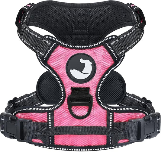 Joytale No Pull Dog Harness Medium Sized Dog, Reflective Pet Vest with Front Clip, Adjustable Soft Padded Harnesses with Easy Control Handle for Training and Walking, Pink, M