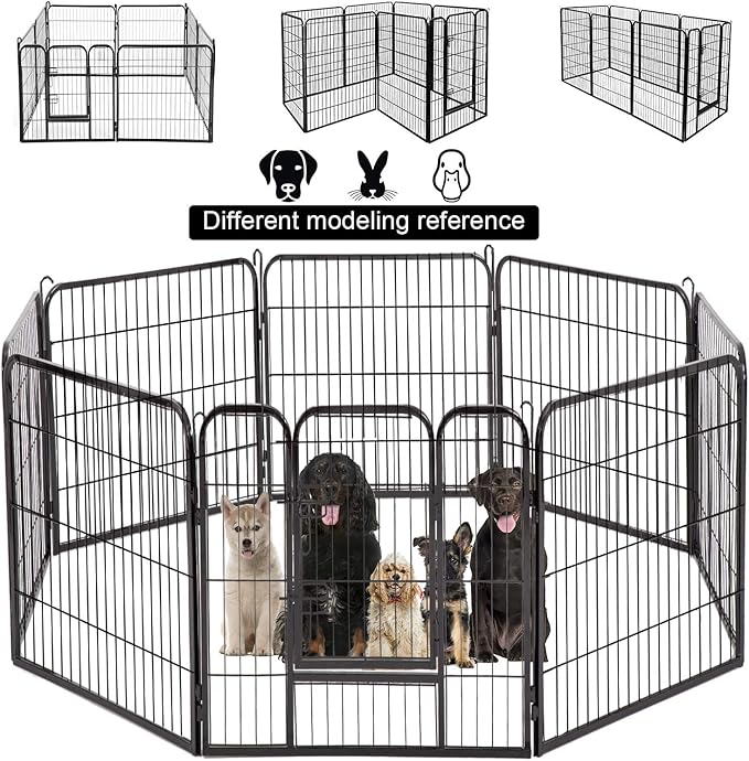 BestPet Dog Pen Extra Large Indoor Outdoor Dog Fence Playpen Heavy Duty 8 Panels 40 Inches Exercise Pen Dog Crate Cage Kennel Black