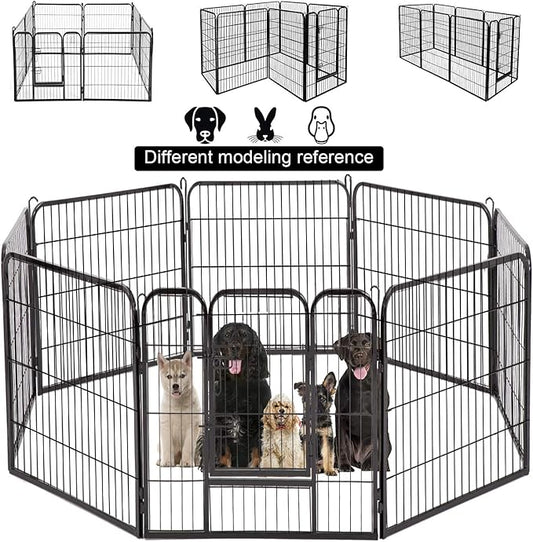 BestPet Dog Pen Extra Large Indoor Outdoor Dog Fence Playpen Heavy Duty 8 Panels 40 Inches Exercise Pen Dog Crate Cage Kennel Black