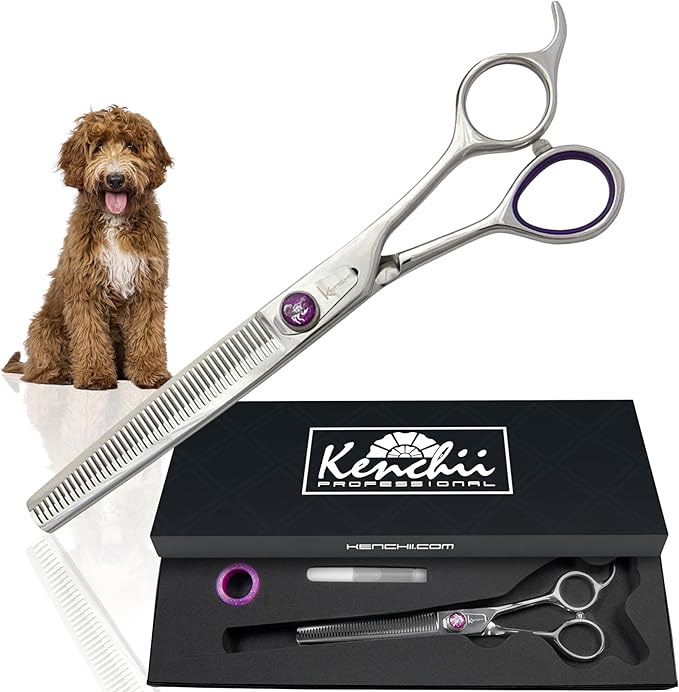 Kenchii Scorpion 46 Tooth Thinning Scissors for Dogs and Pets - Premium Steel Scissors for Dog Grooming - Dog Shears Pet Grooming Accessories - Pet Hair Trimming Scissor