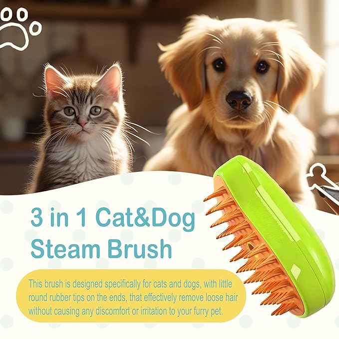 Cat Steam Brush For Shedding, Grooming Tool for Cats and Dogs with Steam Function, Massage, and Shedding Hair Removal - Ideal for Pets, Featuring Weighted Blanket Technology, Hair Brush, 3 in 1
