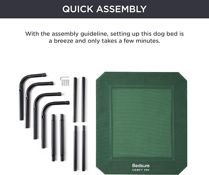 Bedsure Medium Elevated Cooling Outdoor Dog Bed - Raised Dog Cots Beds for Medium Dogs, Portable Indoor & Outdoor Pet Hammock Bed with Skid-Resistant Feet, Frame with Breathable Mesh, Green, 43 inches