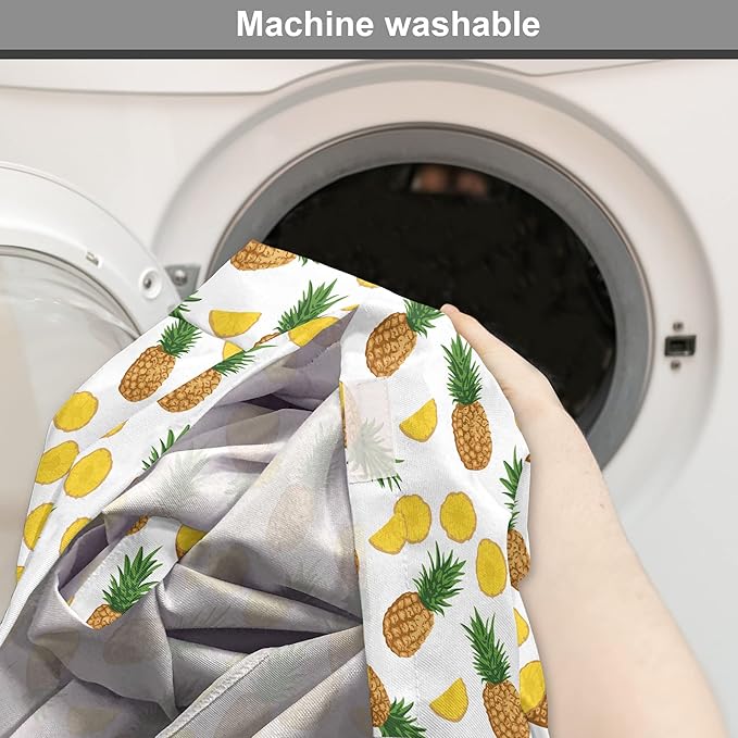 Lunarable Pineapple Dog Crate Cover, Sliced in Half Ananas Exotic Fruit Rhythmic Retro Look Print, Easy to Use Pet Kennel Cover for Cats & Medium Dogs, 30 Inch, Mustard Fern Green