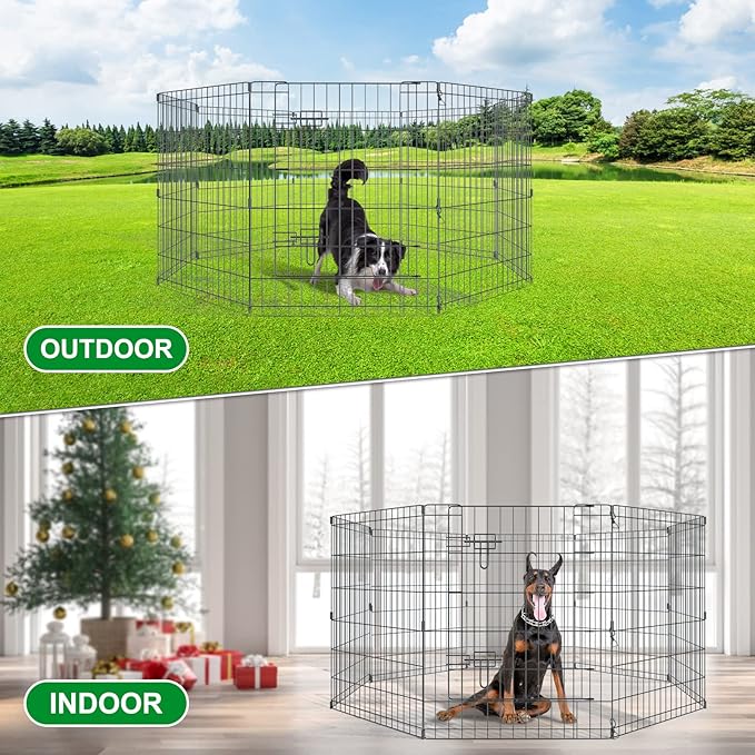 Pet Playpen Dog Pen Foldable Dog Exercise Fence 8 Panels 30 Inch Kennels Pet Playpen Options Ideal for Pet Medium Animals Outdoor Indoor