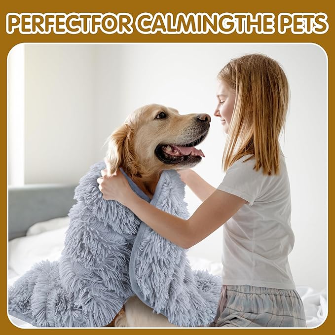 BALAPET Fluffy Weighted Blanket for Dogs, 7 Layers Soft Faux Fur Blanket for Pets Separation Anxiety,Relaxation and Calming,Perfect for Thunderstorm Firework Car Travel and Camping,Machine Washable(L)