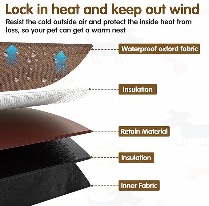 BALAPET Large Thickened Insulated Dog Kennel Cover for Cold Winter, Durable Waterproof Oxford Fabric Pet Crate Cover with Windows, Privacy Cover for Light Reducing Puppy Anxiety, Training Cage Topper