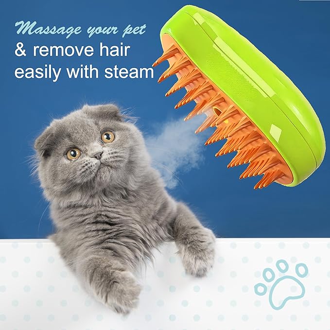 Cat Steam Brush For Shedding, Grooming Tool for Cats and Dogs with Steam Function, Massage, and Shedding Hair Removal - Ideal for Pets, Featuring Weighted Blanket Technology, Hair Brush, 3 in 1