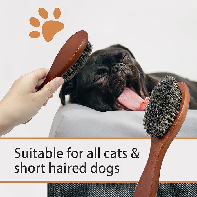 Bristle Cat Hair Brush for Shedding, Soft Cat Brush Wooden Handle, Short & Long Haired Cat Dog Brush Pet Grooming