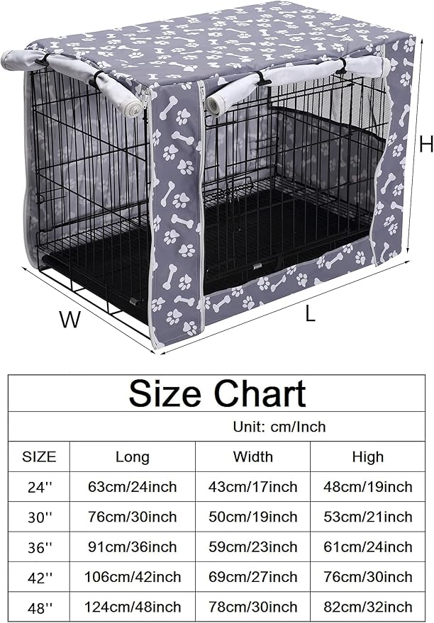 Pethiy Dog Crate Cover Durable Polyester Pet Kennel Cover Universal Fit for Wire Dog Crate - Fits Most 42 inch Dog Crates - Cover only-Sky Gray-42