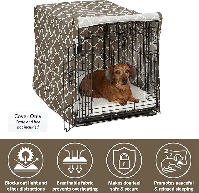 MidWest Homes for Pets Dog Crate Cover, Privacy Dog Crate Cover Fits Midwest Dog Crates, Crate Cover Only; Machine Wash & Dry; Brown Geo Print; 30 inch