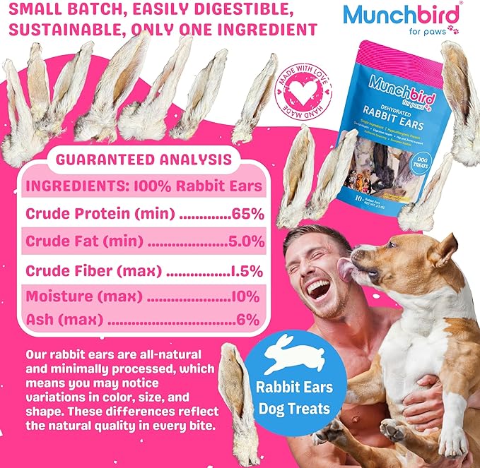 Dehydrated Rabbit Ears for Dogs & Cats (Mini Pack - 4pcs)