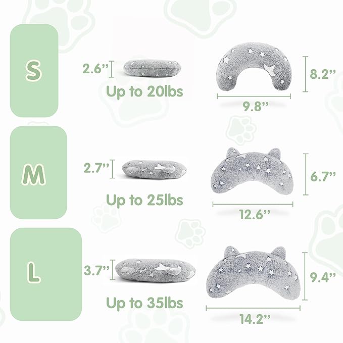 Pillow for Cats & Puppy, Cat Neck Pillow Soft Fluffy Pet Calming Toy Half Donut Cuddler, U-Shaped Pillow for Pet, Joint Relief Sleeping Improve (Glow Grey, S)