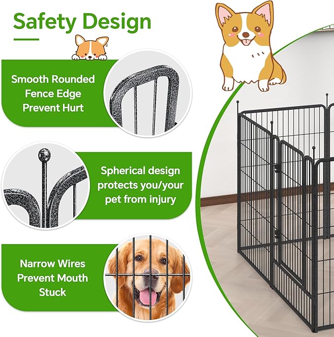 Mr Ironstone Dog Playpen with Anti-Rust Coating – 40" Height 8 Panels Portable & Foldable Indoor/Outdoor Pet Fence for Large, Medium, or Small Dogs – Durable Exercise Pen
