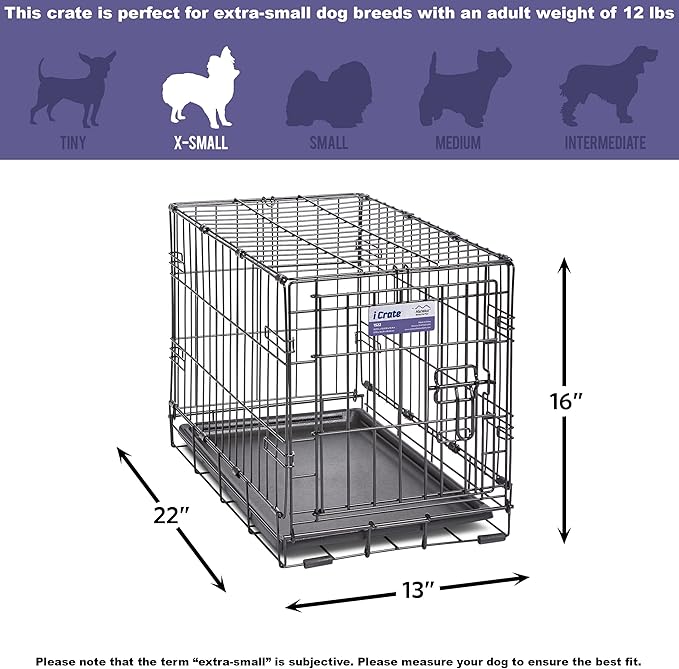 MidWest Homes for Pets Newly Enhanced Single & Double Door iCrate Dog Crate, Includes Leak-Proof Pan, Floor Protecting Feet, Divider Panel & New Patented Features