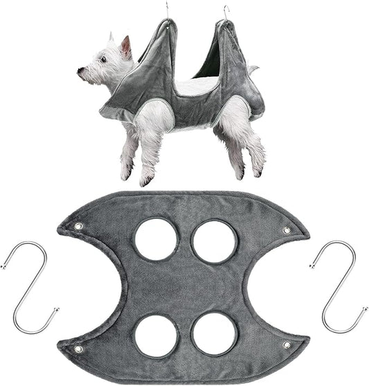 Shappy Dog Grooming Hammock Harness Pet Hammock Helper Towel Dog Restraint Bag Cat Grooming Sling Holder for Nail Trimming Clipping Bathing Washing(Small,Gray)