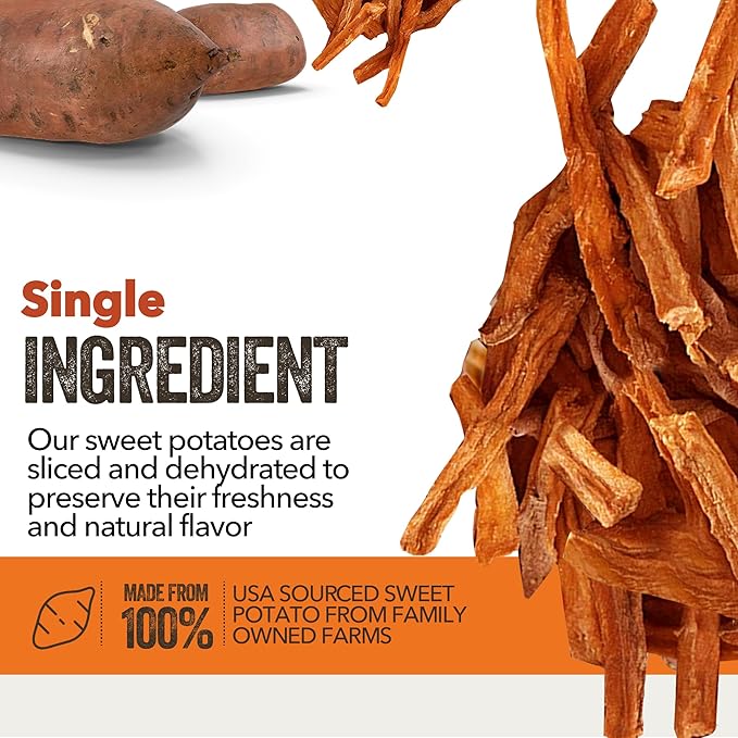 Gaines Family Farmstead Sweet Potato Dog Treats, All Natural Fries, Soft Chews for Dogs, All Ages & Breeds, Nutrient-Rich, Rawhide Alternativem, Dog Training & Rewards, 14 Oz. Bag