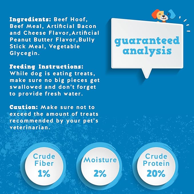 Jack&Pup Filled Cow Hooves for Dogs; Stuffed Dog Chew Hoofs (5 Pack) Cow Hoofs for Dogs. Natural Dog Chews, Filled Dog Bones (Bacon & Cheese Flavor)