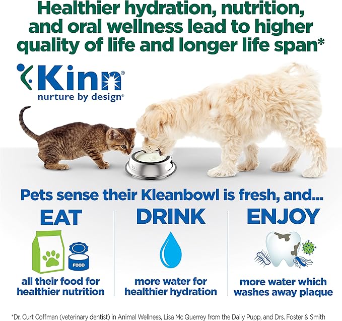 Kinn Kleanbowl Pet Bowl Stainless Steel Frame with Compostable Refills, 32 oz (Pack of 2) – Spill-Proof Stable Disposable Pet Bowls for Easy Cleaning and Healthy Pets, No Plastic