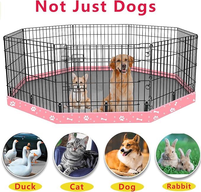 Dog Playpen Bottom Pad Fits for 24 Inch 8 Panels Regular Octagon Metal Exercise Pet Playpen, Dog Crate Pad Puppy Playpen Pad. (Note: Playpen Not Included!!!) -Pink