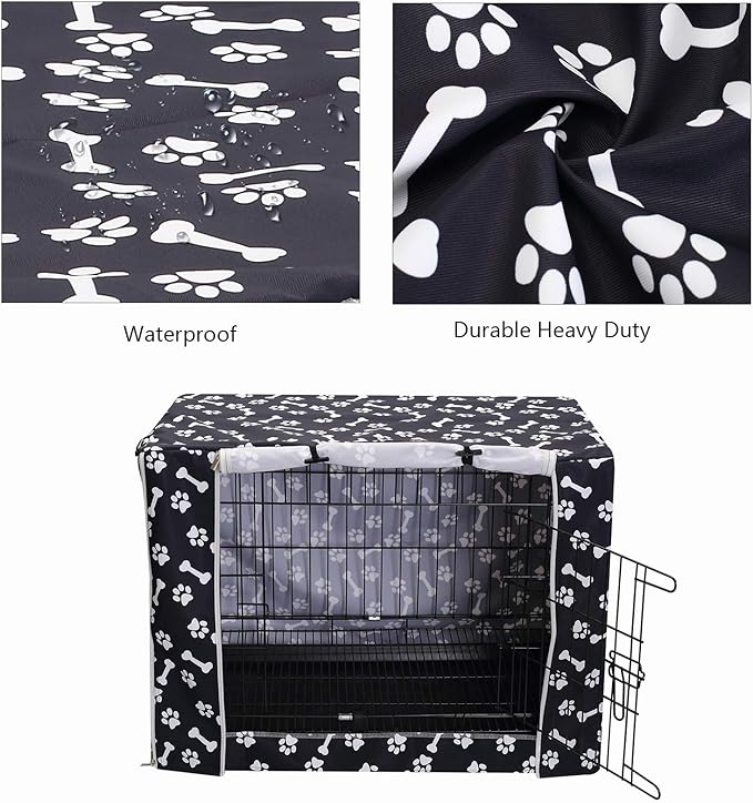 Geyecete Large Dog Crate Covers Fits 24inch-48inch Dog Crates for Small Medium Large Dogs Dog Crate Bed Dog Crate with Cover - Cover only(Crate Not Included)-Black-24