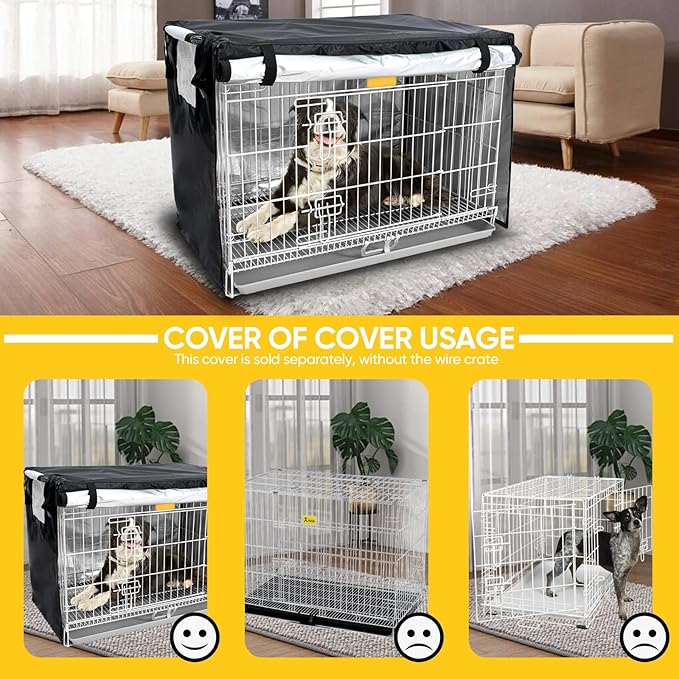 NEVERLAND Dog Crate Cover 36 Inch - Kennel Crate Covers for Dog Cage Waterproof, Universal Durable Oxford Cloth Dog Cage Cover for Most Wire Pet Crates, 36 x 23 x 25 Inch (Cover Only)