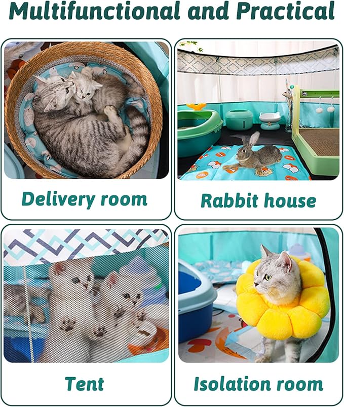 BNOSDM Rabbit Playpen with Zippered Top Portable Small Pet Cage Tent Bunny Foldable Pop Up playpen Indoor Outdoor Travel Use Exercise Yard Fence for Rabbits Ferrets Cats Guinea Pigs