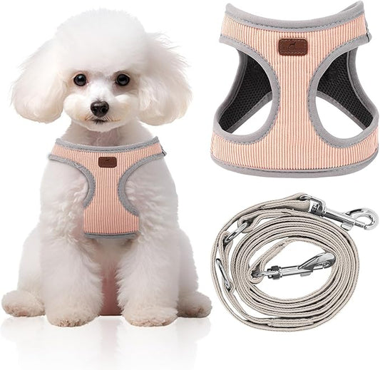Dog Harness with Multifunction Dog Leash,No Pull Reflective Step-in Harness for Soft Adjustable No Choke Escape Proof,Easy Walk Dog Harness for Puppy,Small Dogs (Pink, M)