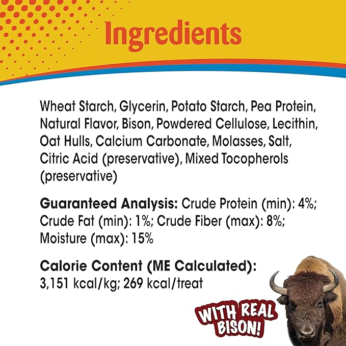 Nylabone Nubz Wild Natural Edible Chew Treats for Dogs, Made in USA, Bison Flavor, Large - Up to 50 lbs. (2 Count)