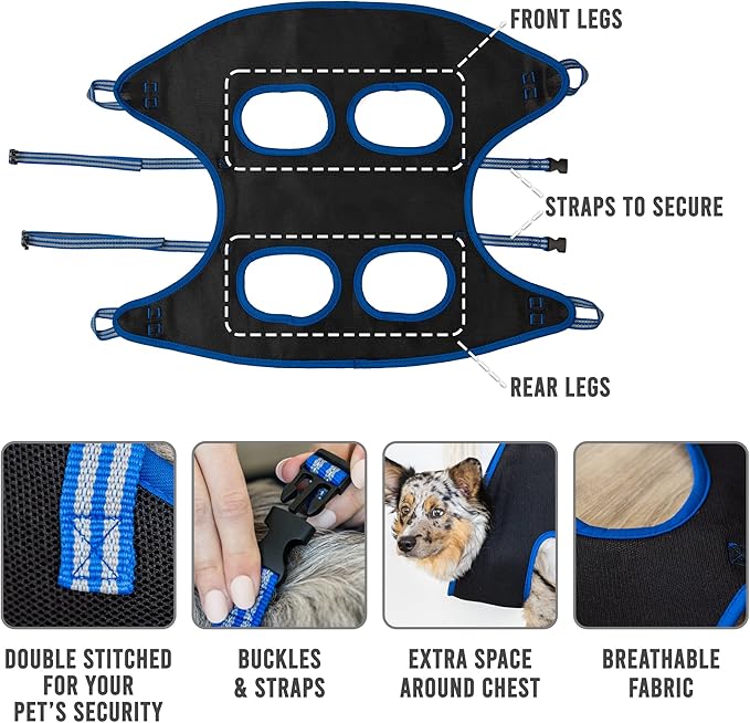 Cat & Dog Grooming Hammock - DIY Pet Grooming Kit With Sling, Nail File, Comb, and Trimmers - Small to Large Pets