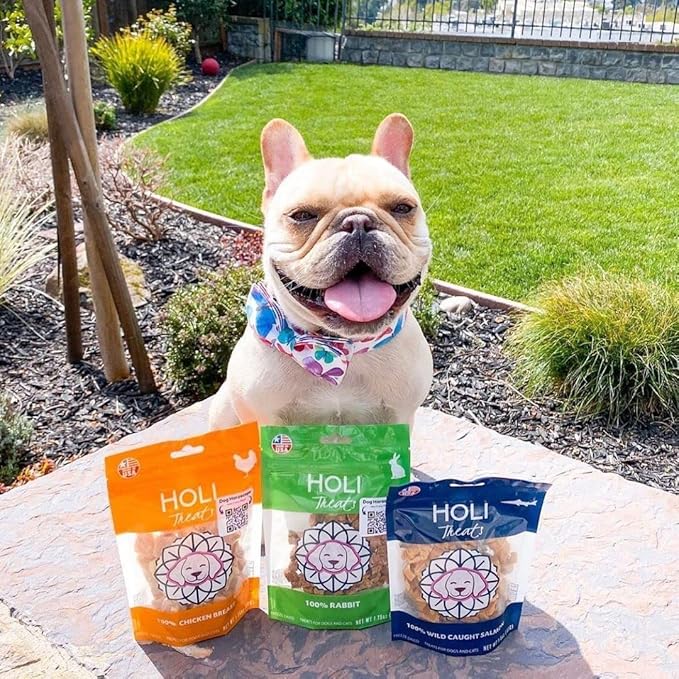 HOLI Freeze Dried Rabbit Treats for Dogs- All Natural Healthy Dog Treats, 100% Made in USA - Single Ingredient - Human Grade - Grain Free - Diabetic Friendly - 1.75oz