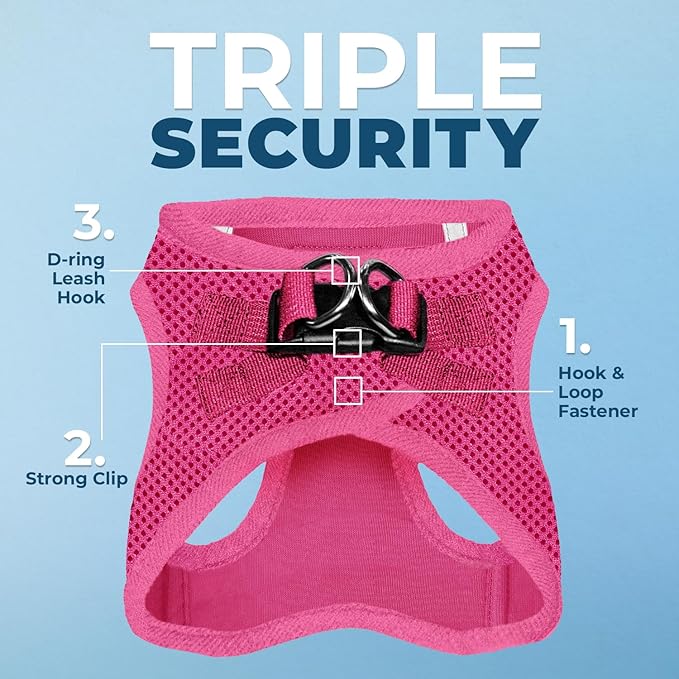 Voyager Step-in Air Dog Harness - All Weather Mesh, Reflective, No Pull Harness for Small, Medium Dogs, Cats - Secure with Hook & Loop Fastener, Buckle, Double D-Rings - Fuchsia, M