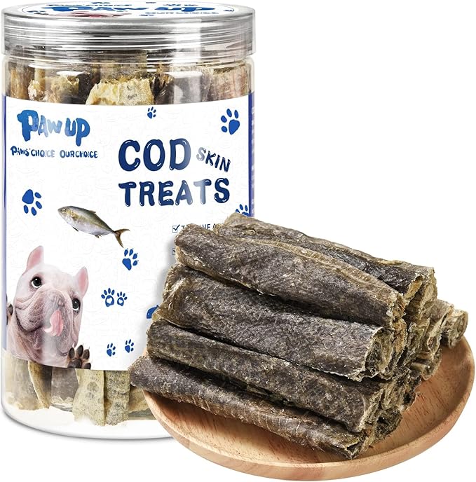 Dog Treats, Cod Skins Dog Treat with Taurine, One-Ingredient Grain-Free Chew Fish Skin Rolls Rich in Omega3, 8 oz