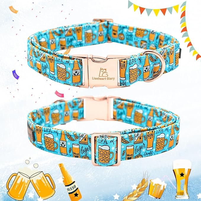 Lionheart glory Dog Collar Blue Dog Collar Summer Dog Collar Party Collar Dog Boy or Girl Soft Durable Adjustable Dog Collars for Medium Dogs