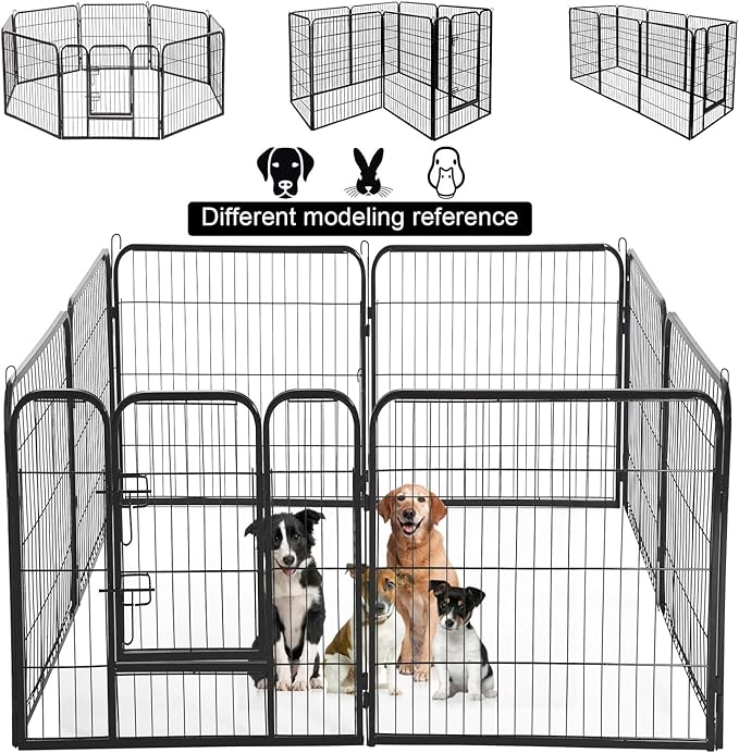 Dog Playpen 8 Panels 40 Inches Dog Pen Extra Large Indoor Outdoor Back or Front Yard Cage Fencing Doggie Rabbit Cats Outside Fences with Door Fence Playpen Heavy Duty Exercise Pen Dog Crate