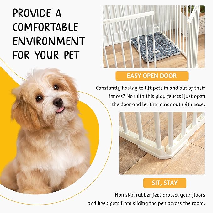Pet Playpen Outdoor/Indoor, 28 inch Height Portable Dog Pen Dog Fence Exercise Pen with Doors for Dogs, Rabbits Kennel Crate Fence Tent Pet Puppy Playpen for Camping, RV,Yard(52*39*28 inch/10 Panels)
